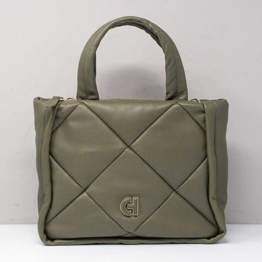 Cole Haan Grand Series Quilted Tote Bag Tea Leaf Green Leather - Picture 3 of 11